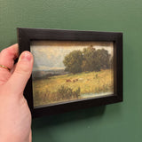 #508 Black Framed Landscape with Cows Print
