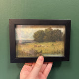 #508 Black Framed Landscape with Cows Print