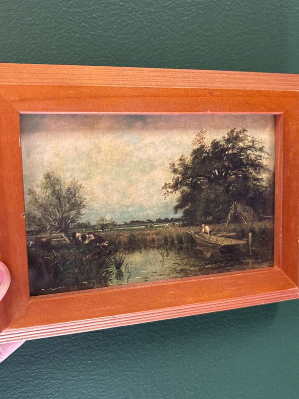 #513 Wood Framed Print of Man in Boat
