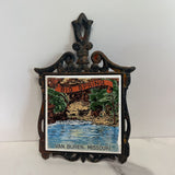 Big Spring Van Buren, Missouri Cast Iron Trivet with souvenir tile