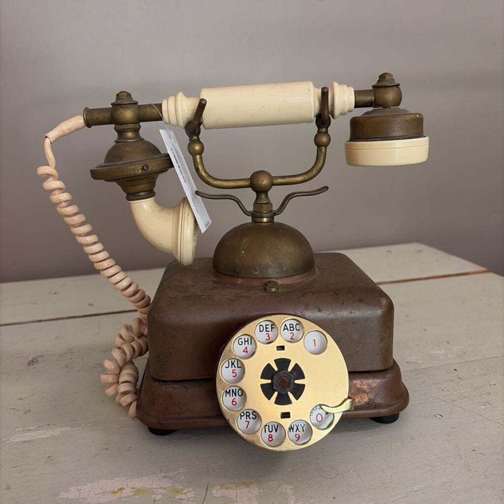vintage brass rotary phone