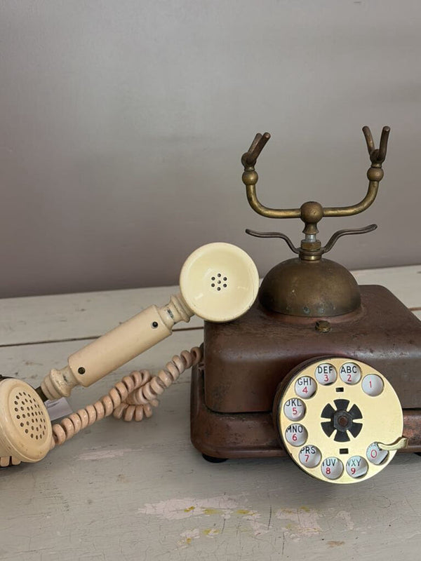 vintage brass rotary phone