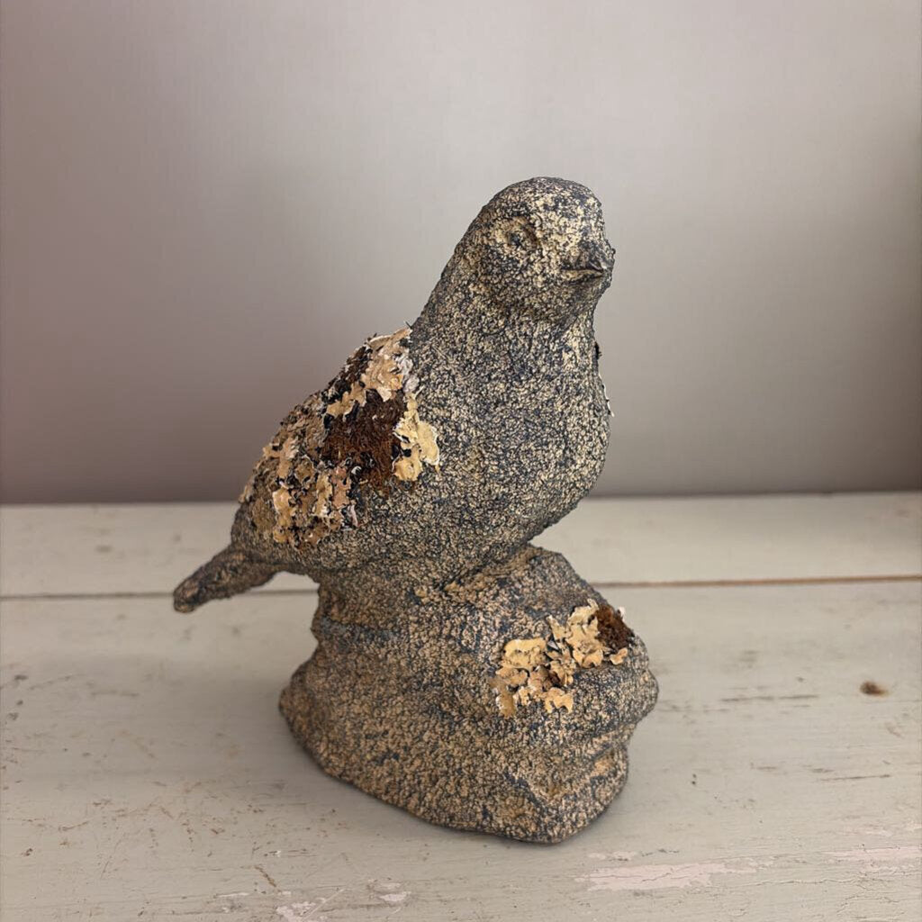 mossy resin bird statue