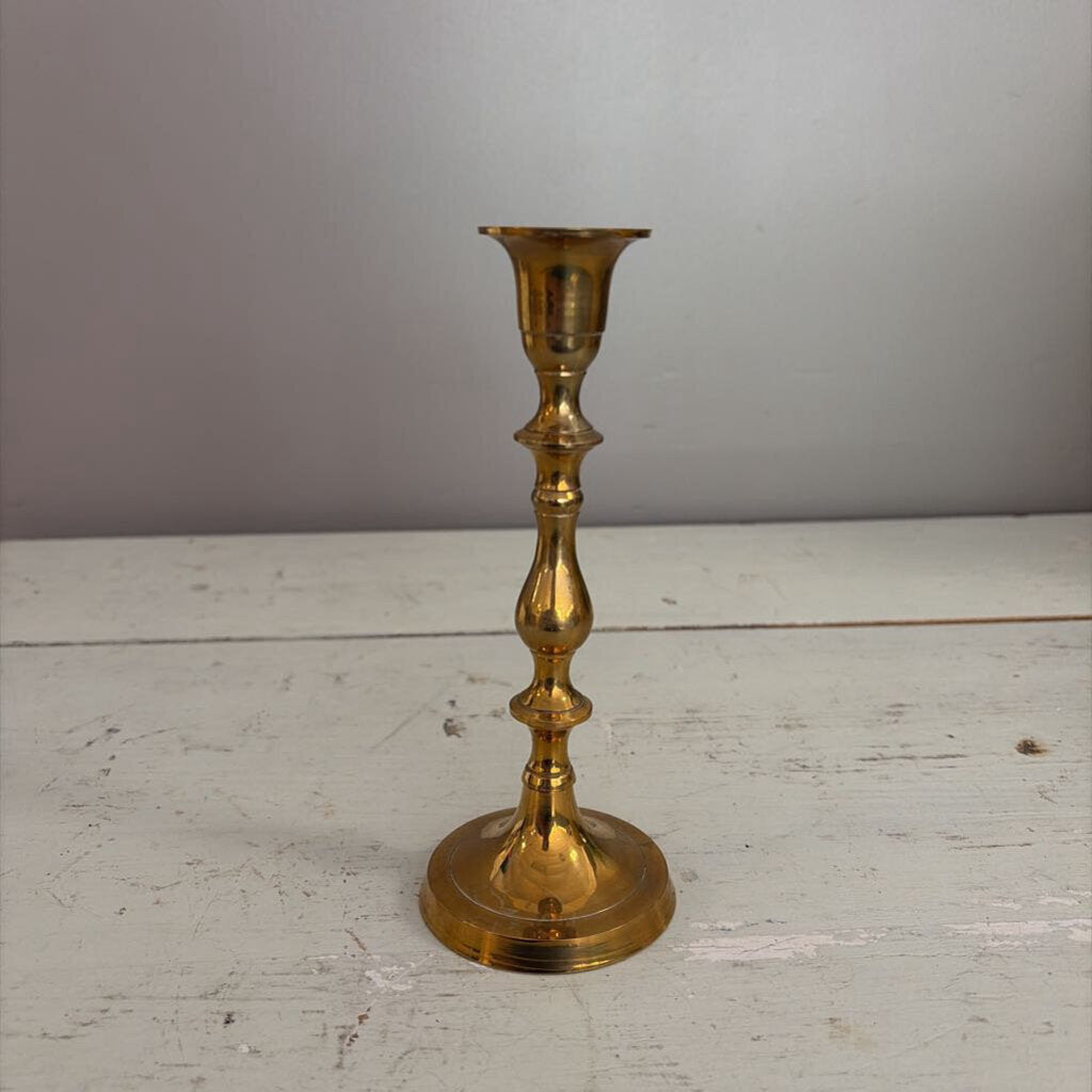 7" vintage brass candlestick