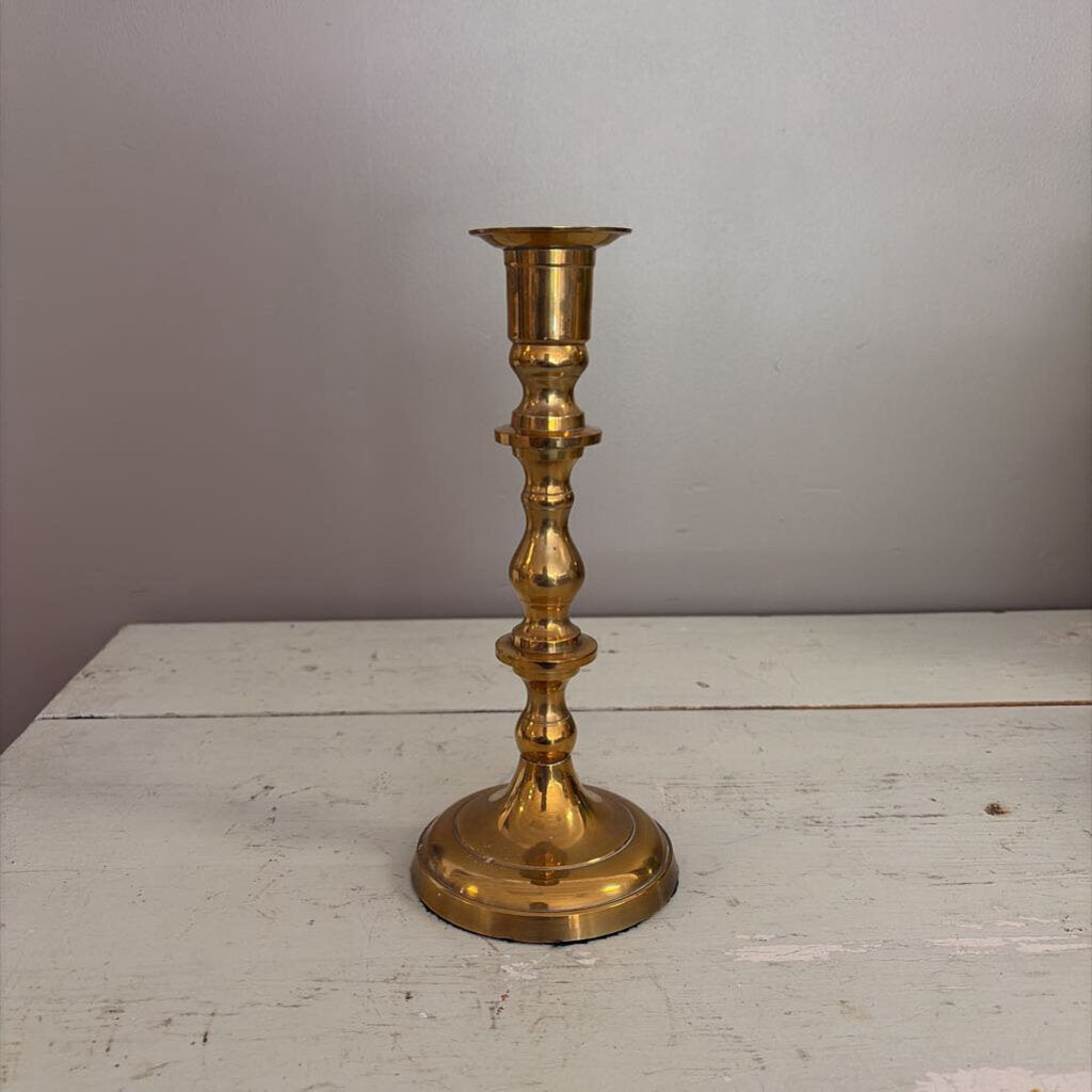 9.5" brass candlestick with large base