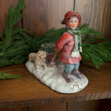 girl with sled and dog