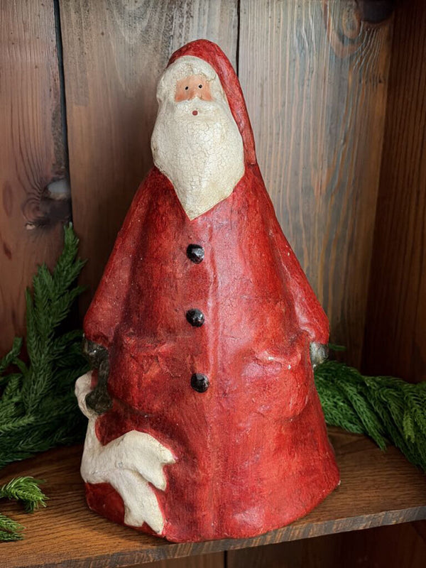 red paper mache santa