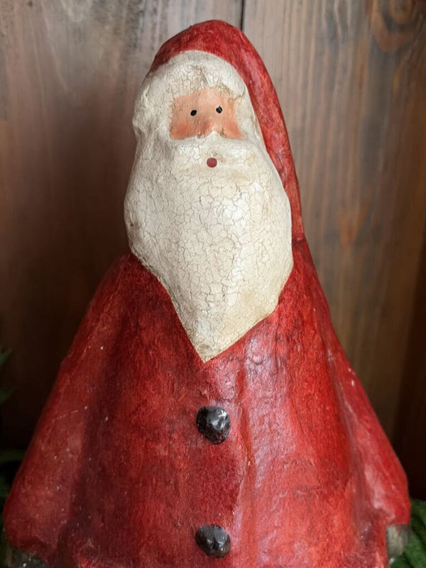 red paper mache santa