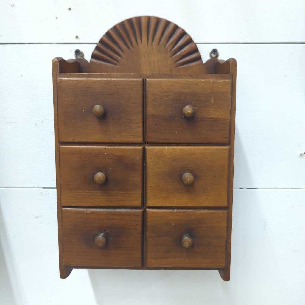 Vintage wood 6 drawer spice cabinet