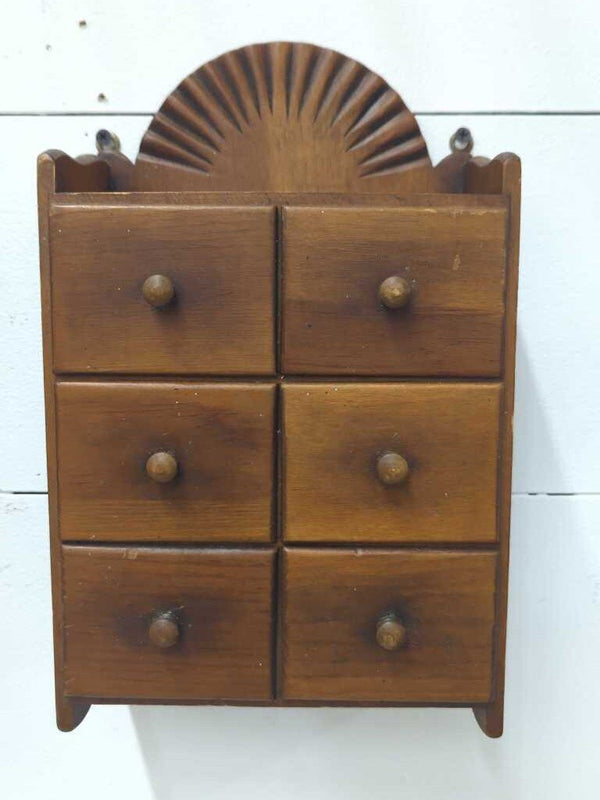 Vintage wood 6 drawer spice cabinet
