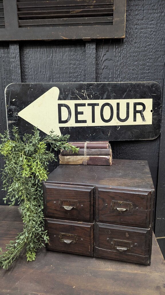 Vintage Detour black & white sign 9" x 24"
