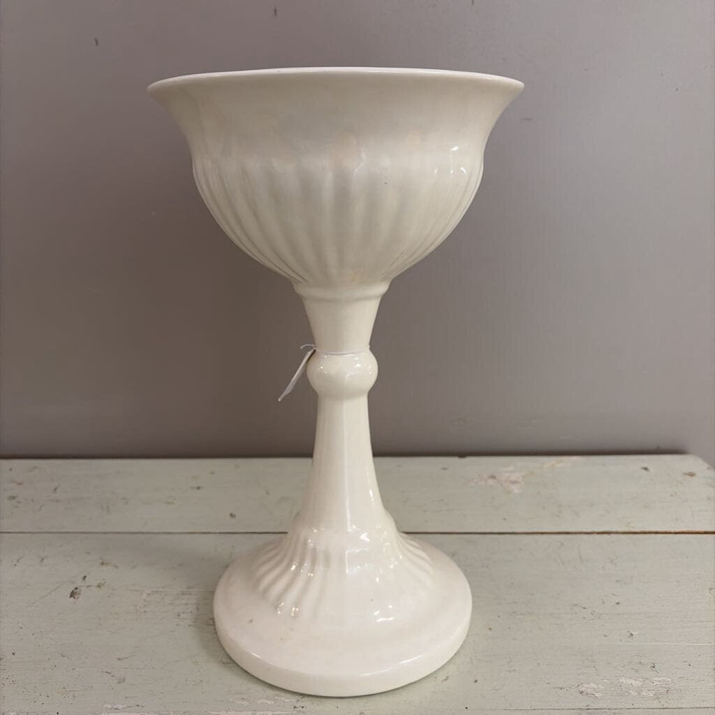 tall white ceramic plant stand
