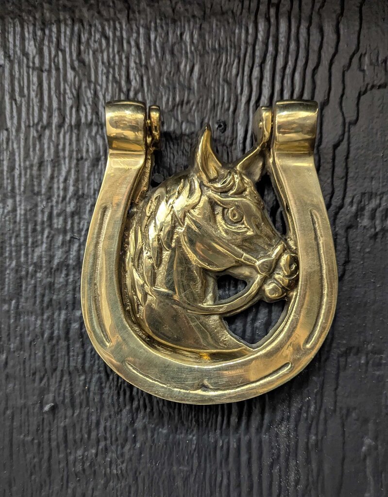 Vintage brass horse door knock 5"H