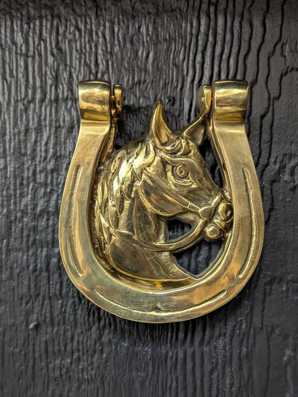 Vintage brass horse door knock 5"H