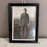 framed vintage military man in uniform photo