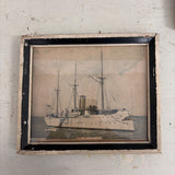 set of 2 antique boat pictures in black and white frame