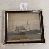set of 2 antique boat pictures in black and white frame