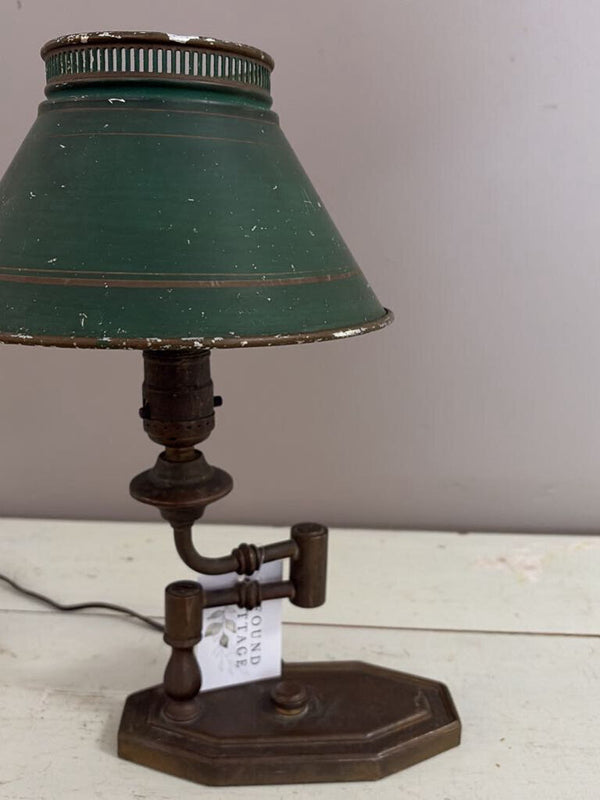 antique green metal lamp