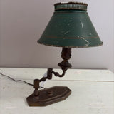 antique green metal lamp
