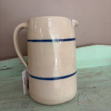 antique blue stripe stoneware pitcher