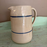 antique blue stripe stoneware pitcher