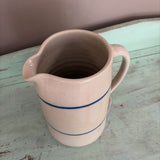 antique blue stripe stoneware pitcher