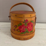 wooden bucket with hand painted florals