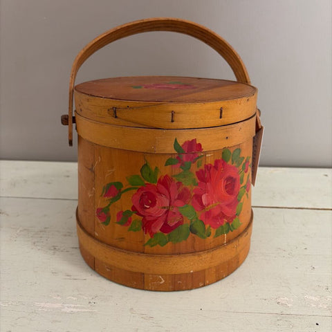 wooden bucket with hand painted florals