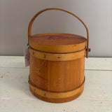 wooden bucket with hand painted florals