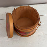 wooden bucket with hand painted florals