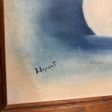 #522 Wood Framed Blue Floral Painting