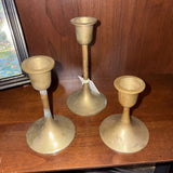 #524 Set of Three - Brass Candleholders