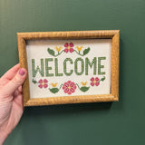#528 Wood Framed Welcome Cross Stitch