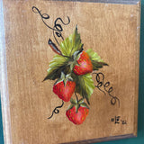 #536 Wooden Wall Plaque with Painted Strawberries