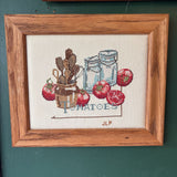 #537 Tomato and Canning Wood Framed Cross Stitch