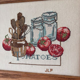 #537 Tomato and Canning Wood Framed Cross Stitch