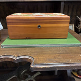 #548 Wooden Box with Hand Painted Owl and White Flowers