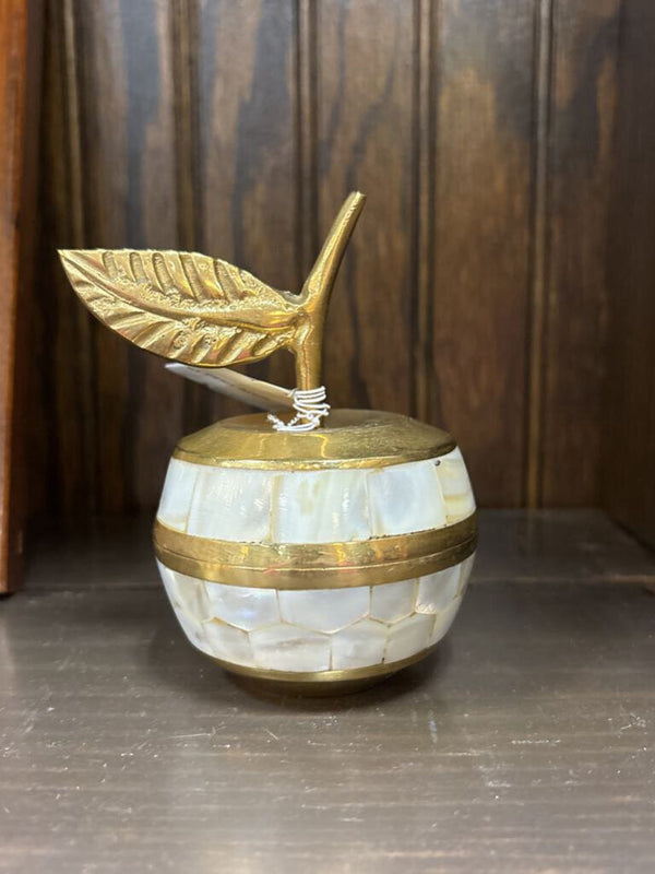 #550 Brass Mother of Pearl Apple Trinket Box