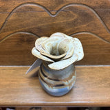 #572 Handmade Floral Shaped Pottery Vase - Blue, Brown, & Beige Glaze