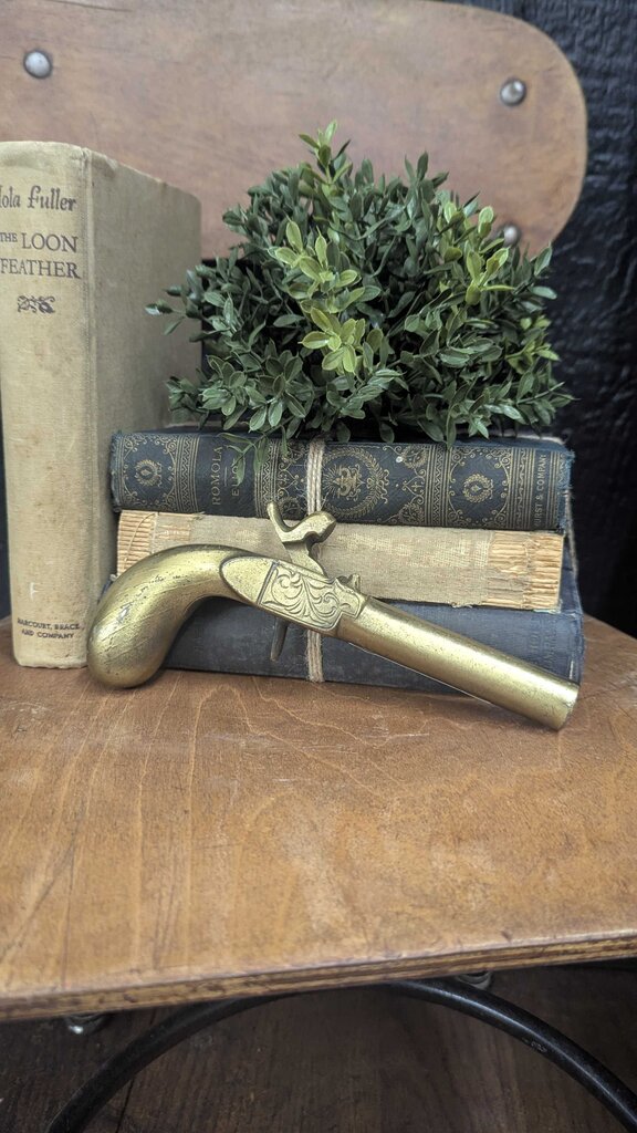 Vintage brass pistol with solid brass handle 7-1/2"L