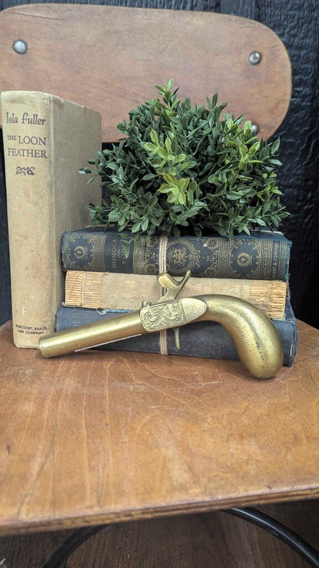 Vintage brass pistol with solid brass handle 7-1/2"L