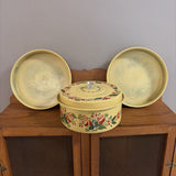 vintage layered hand painted cake carrier