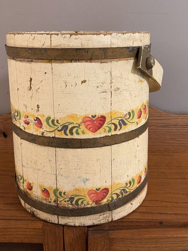 antique wooden bucket stitch art