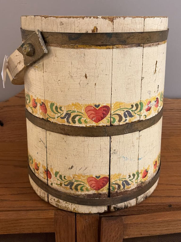 antique wooden bucket stitch art