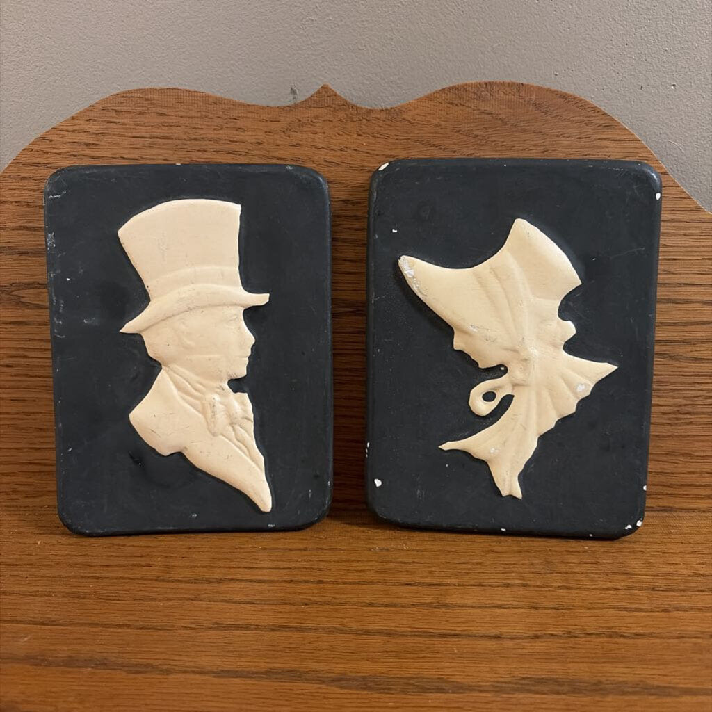 set of 2 clay tile silhouettes
