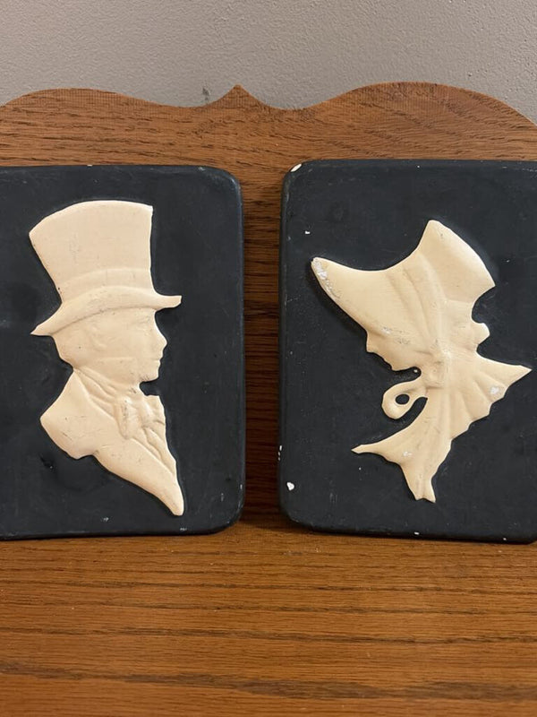 set of 2 clay tile silhouettes