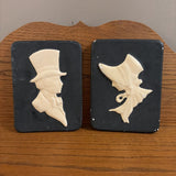 set of 2 clay tile silhouettes