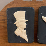 set of 2 clay tile silhouettes