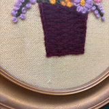 #606 Gold Framed Oval Floral Bouquet Needlepoint