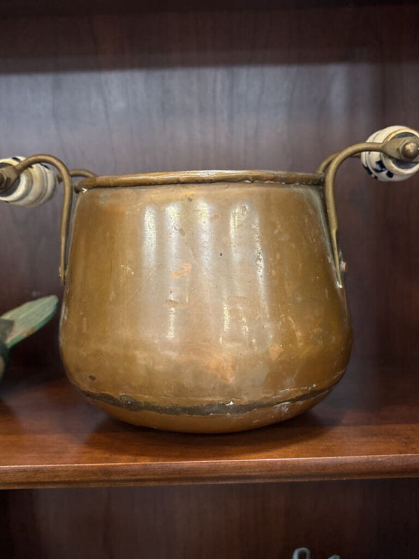 #618 Copper Pot with Blue Handles